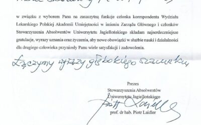 Polska Akademia Umiejętności – Członek Korespondent Wydziału Lekarskiego